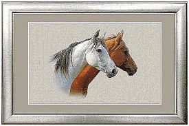 Пушистый круглый шерстяной пейзажный ковер Hunnu 6S1186 82 лошади головы